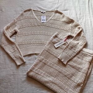 Kohl's Freshman Women's Cream V-Neck Knit Sweater and Matching Dress Set Large